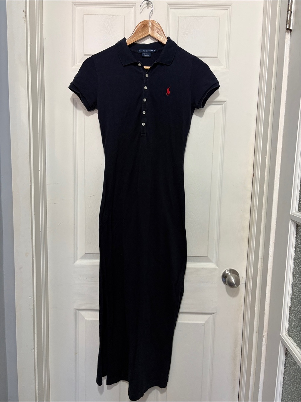 Ralph Lauren Navy Polo Maxi Dress with Red Pony